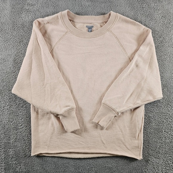 aerie Tops - Aerie Tan Oversized Raglan Crewneck Sweatshirt Raw Hem XXS Baggy Cozy